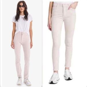 Mother The Dazzler Hover Date Night Soft Pink Blush Slim Zip Fly Jeans Size 27